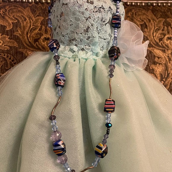 Colorful Beaded Necklace with Matching Dangly Earrings - Picture 1 of 3